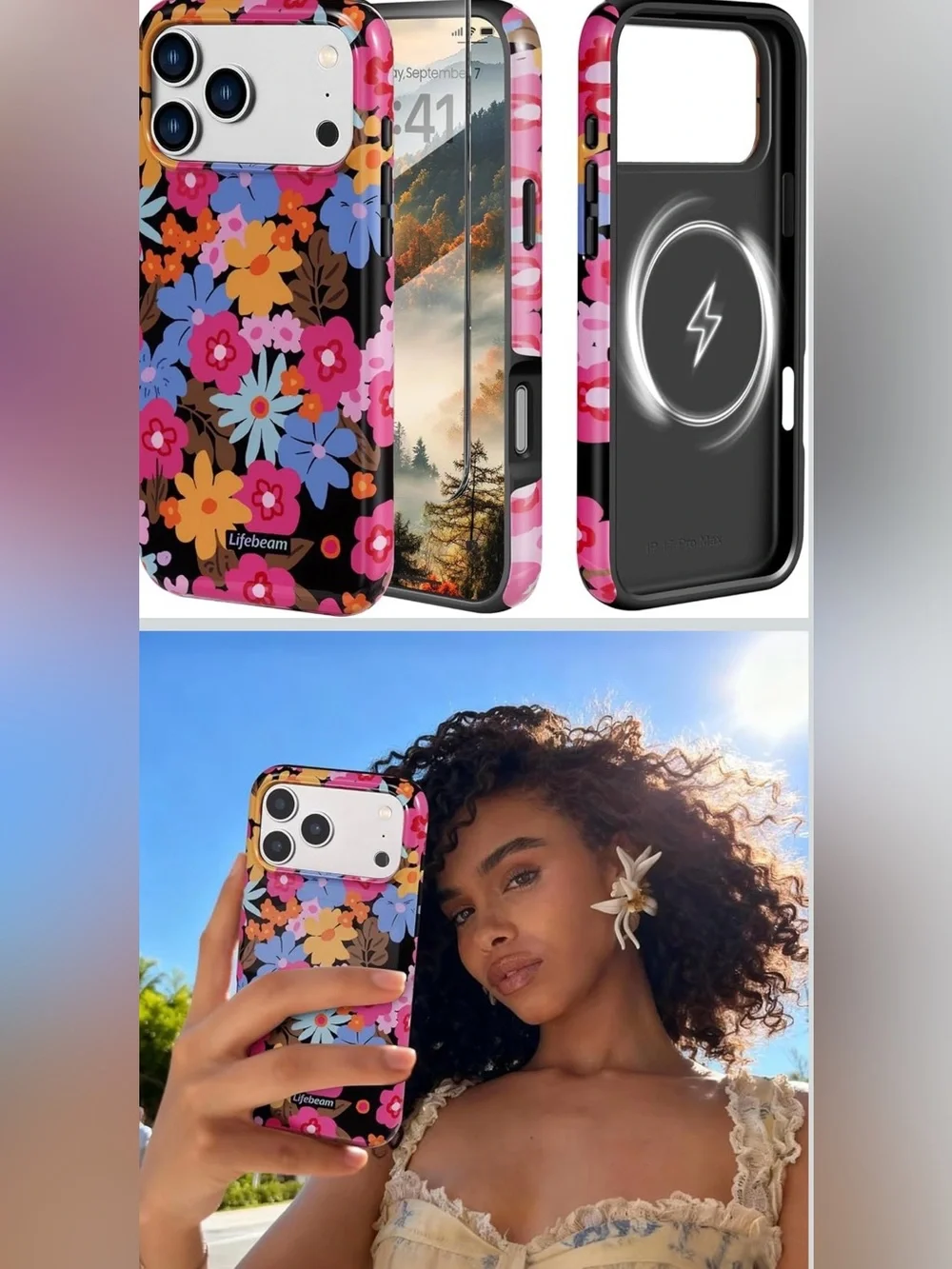 For iPHONE PRO MAX17 Floral Magnetic MagSafe Compatible Phone Case -NEW IN BOX 💫